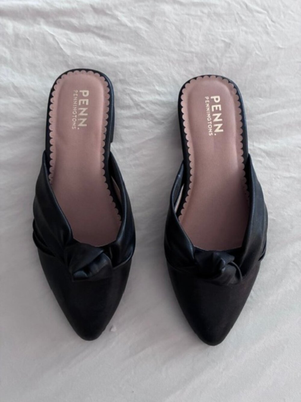 NWOB Penningtons PENN Black Pointed Toe Faux Leather Mule 11WW Wide New